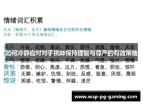 如何冷静应对对手挑衅保持理智与尊严的有效策略