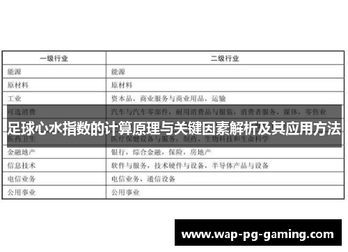 足球心水指数的计算原理与关键因素解析及其应用方法 足球心水指数的计算原理与关键因素解析及其应用方法
